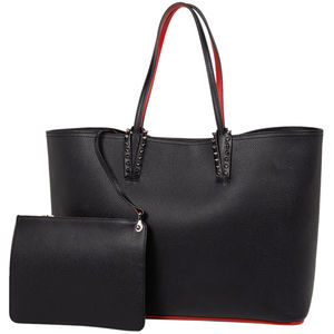 Christian Louboutin Cabata Tote Bag Shoulder Bag Leather Black Red